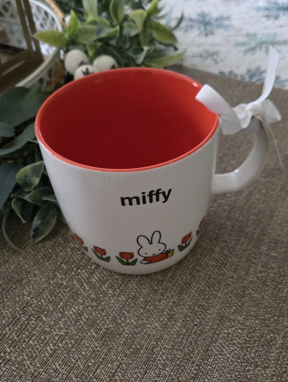 miffy White Mug with Red Interior and Tulip Design